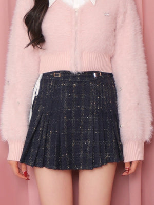 Belt design pleats mini skirt(eme10362)