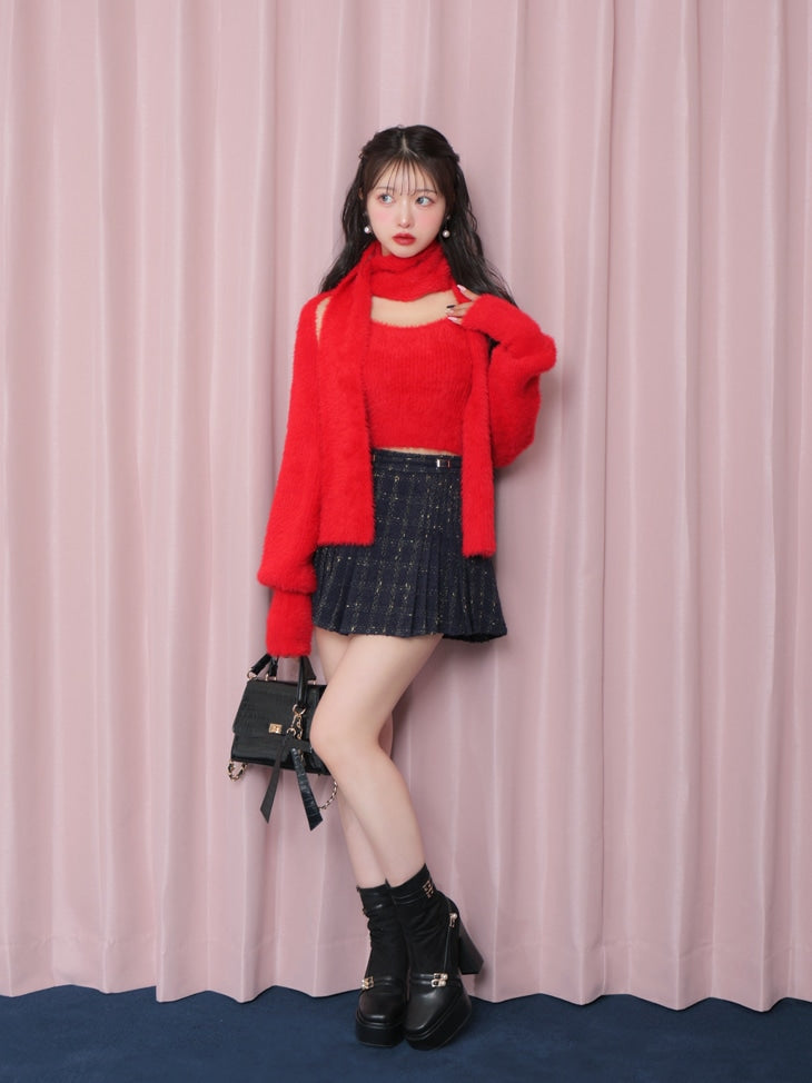 Scarf like shaggy knit tops (eme10372)