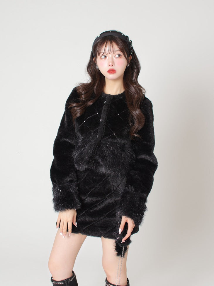 Shine bijou fake far jacket(eme10357)