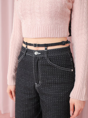 Waist ribbon lame denim(eme10452)