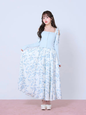 Off shoulder ribbon knit tops(eme10397)