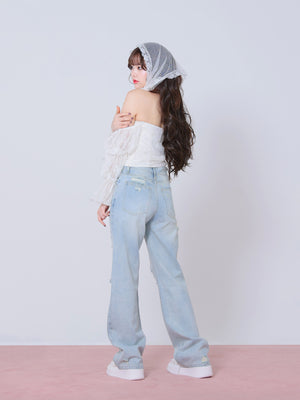 Candy sleeve lace tops(eme10708)