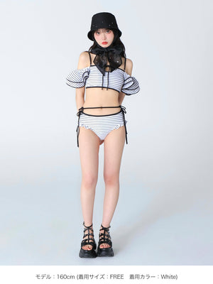 Ribbon frill border swimwear(eme10473)