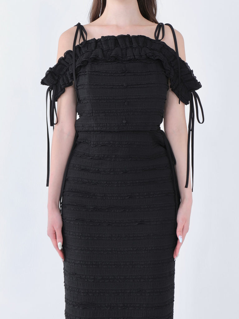 Off shoulder shirring race setup(eme10484)