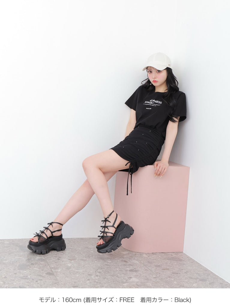 Ribbon sweet logo t-shirt(eme10709)