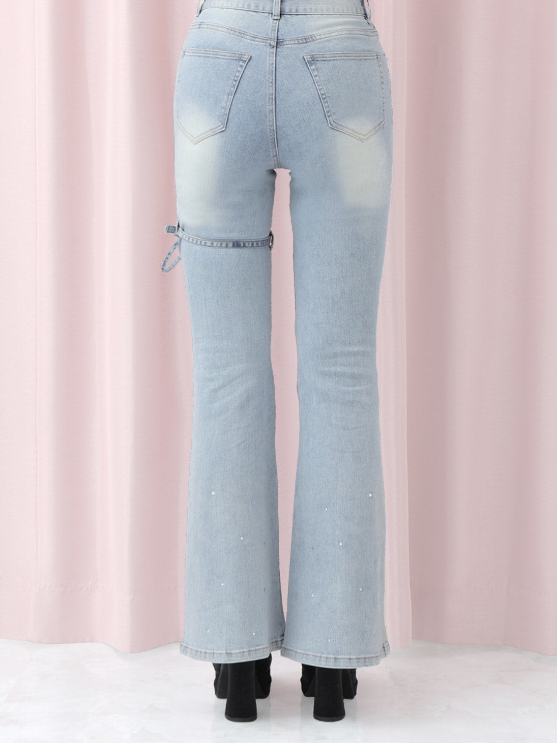 Ribbon bleach flare denim(eme10711)