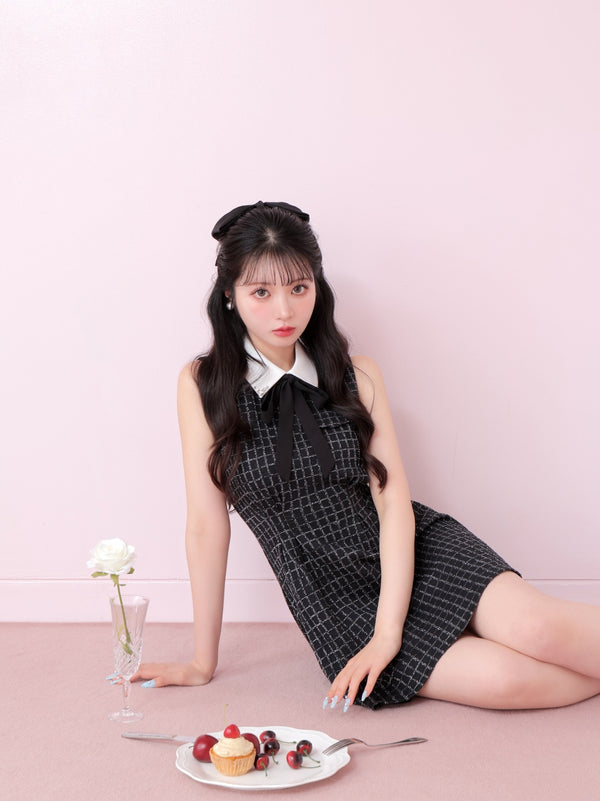 Bijou collar ribbon mini onepiece(eme10518)