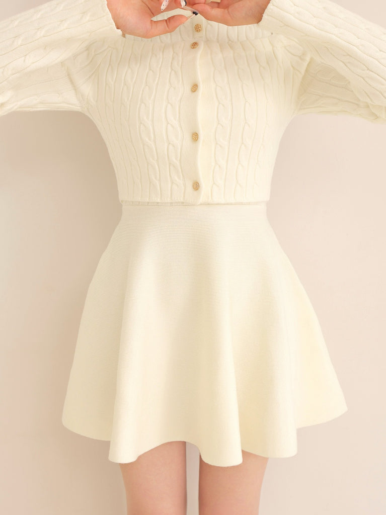 Cable knit layered onepiece(eme10802)