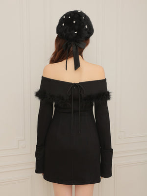 2way feather collar mini onepiece(eme10375)