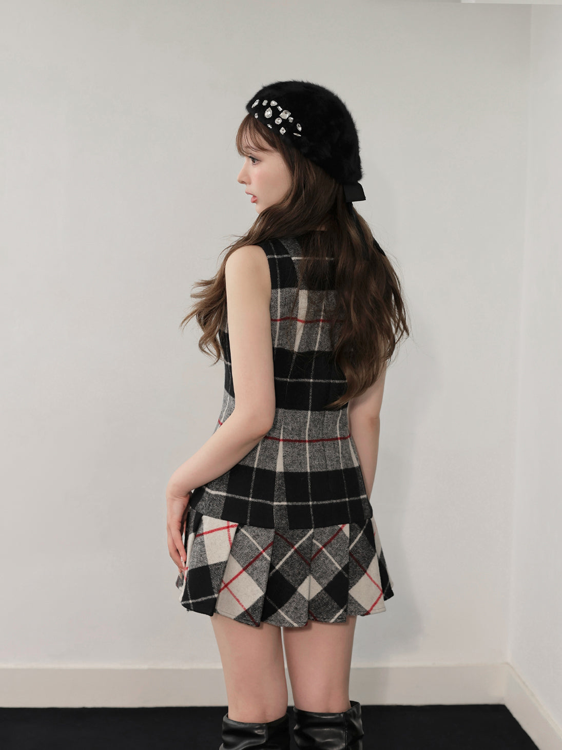 model：160cm　(size：F　color：Black mix)
