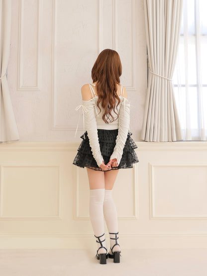 【Pre Order】Check embroidery tiered mini skirt(eme10774)