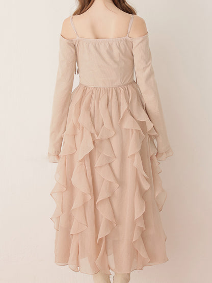 Ruffle frill chiffon docking onepiece(eme10769)