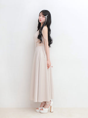 Side lace smooth ribbon onepiece(eme10394)