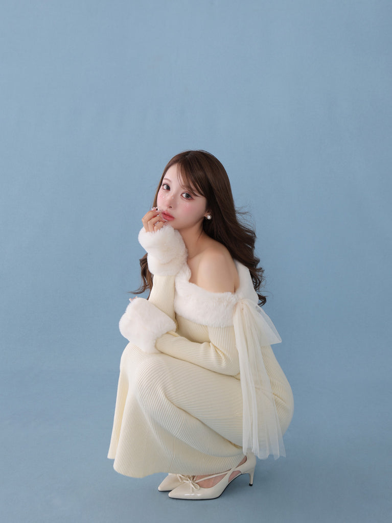 Fur shoulder mermaid onepiece(eme10739)