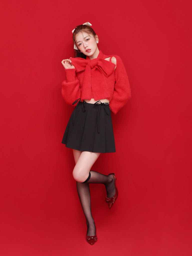 Scarf like shaggy knit tops (eme10372)