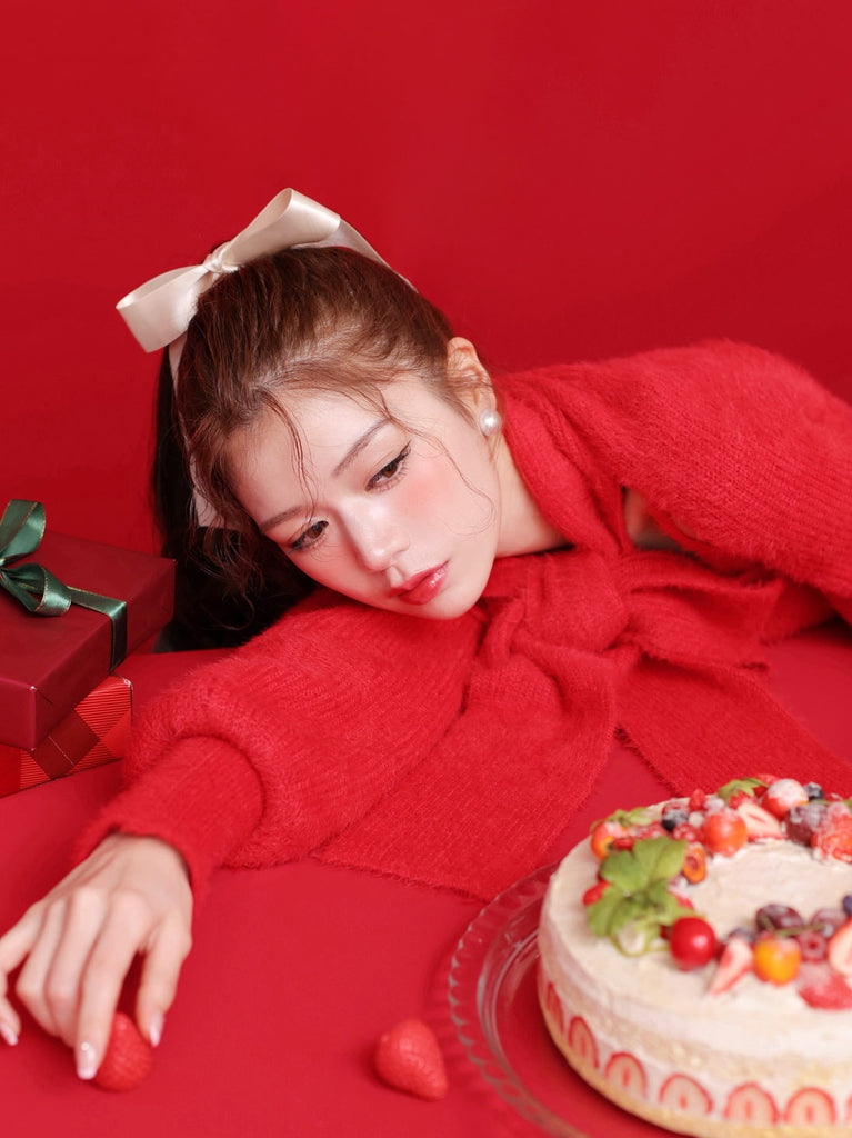 Scarf like shaggy knit tops (eme10372)