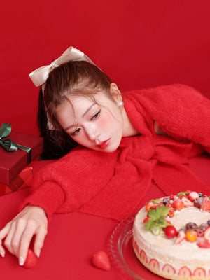 Scarf like shaggy knit tops (eme10372)