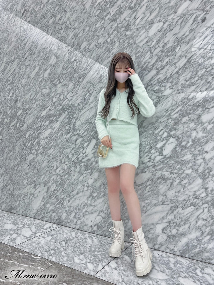 【SALE】Sequin shaggy knit cardigan(eme10213)