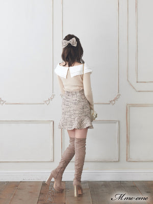 【SALE】Pearl heel knee high boots (eme10280)