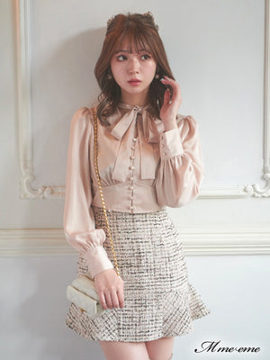 【SALE】High waist lame tweed skirt (eme10283)