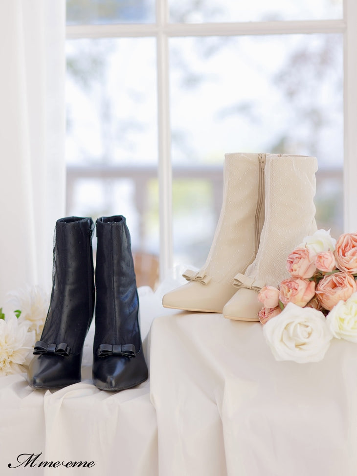【SALE】Dot tulle short boots (eme10281)