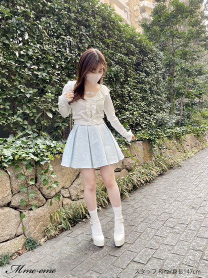 【SALE】Tweed pleated skirt (eme10414)