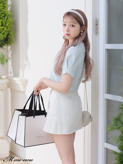 【SALE】Rhinestone denim mini skirt(eme10406)