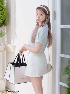 【SALE】Rhinestone denim mini skirt(eme10406)