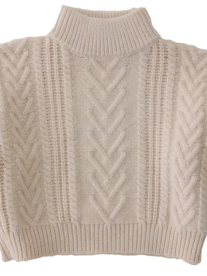 【SALE】Heart cable ribbon knit tops (eme10249)