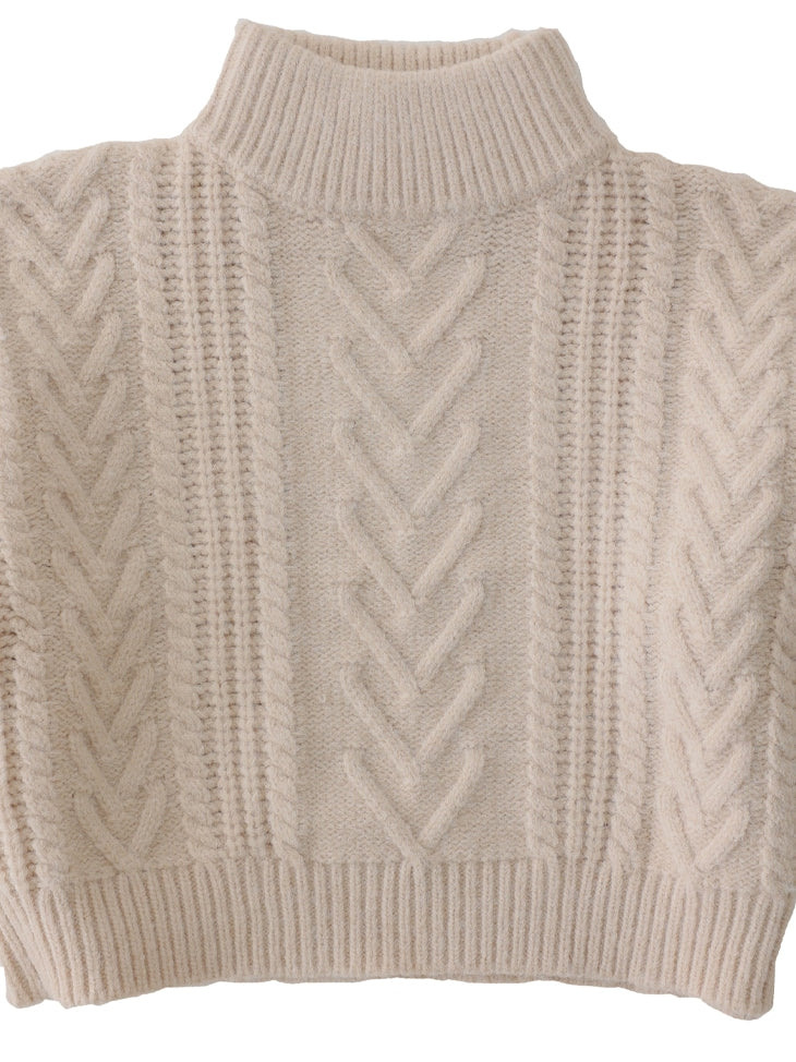 【SALE】Heart cable ribbon knit tops (eme10249)