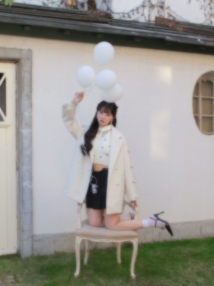 【SALE】Waist bijou pleated skirt (eme10432)