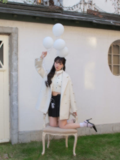 【SALE】Waist bijou pleated skirt (eme10432)