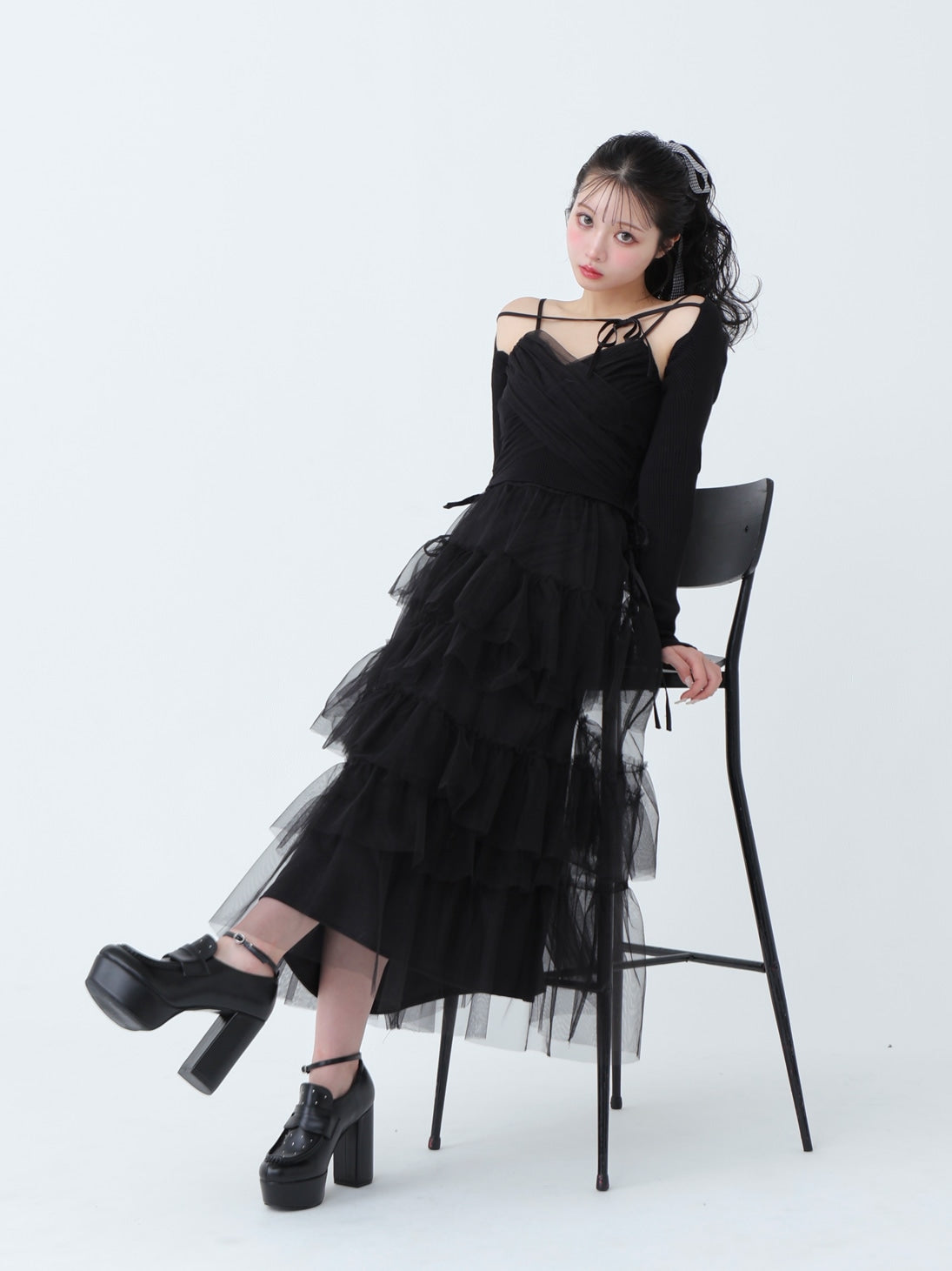 Side ribbon tulle long skirt(eme10468) – M me eme