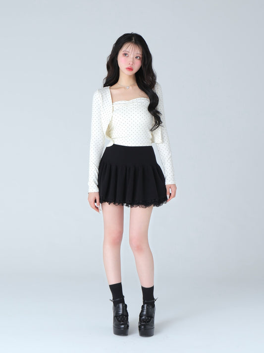 Rib knit mini skirt(eme10461)