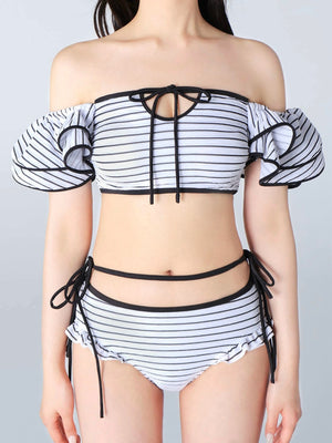 Ribbon frill border swimwear(eme10473)