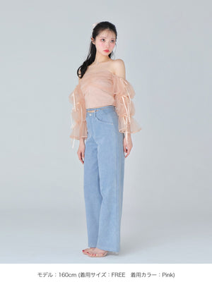 Candy sleeve tulle tops (eme10343)