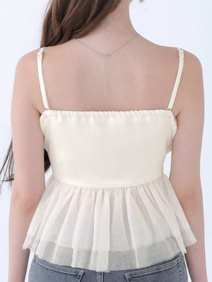 Ribbon bijou peplum cami bustier(eme10482)