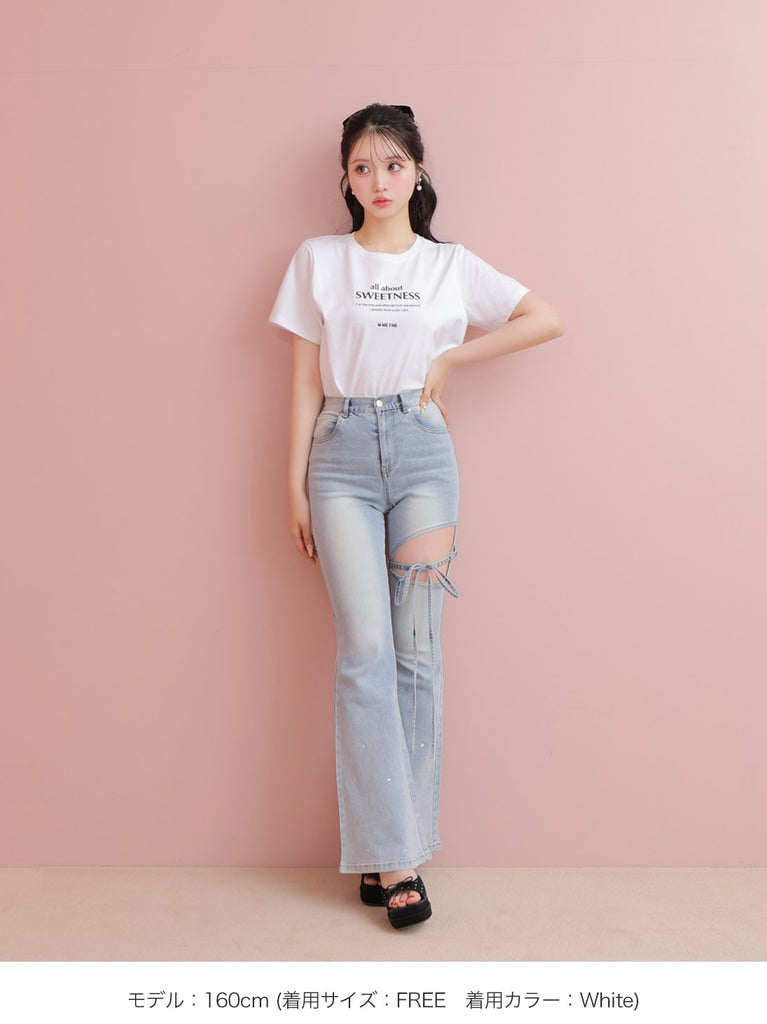 Ribbon sweet logo t-shirt(eme10709)