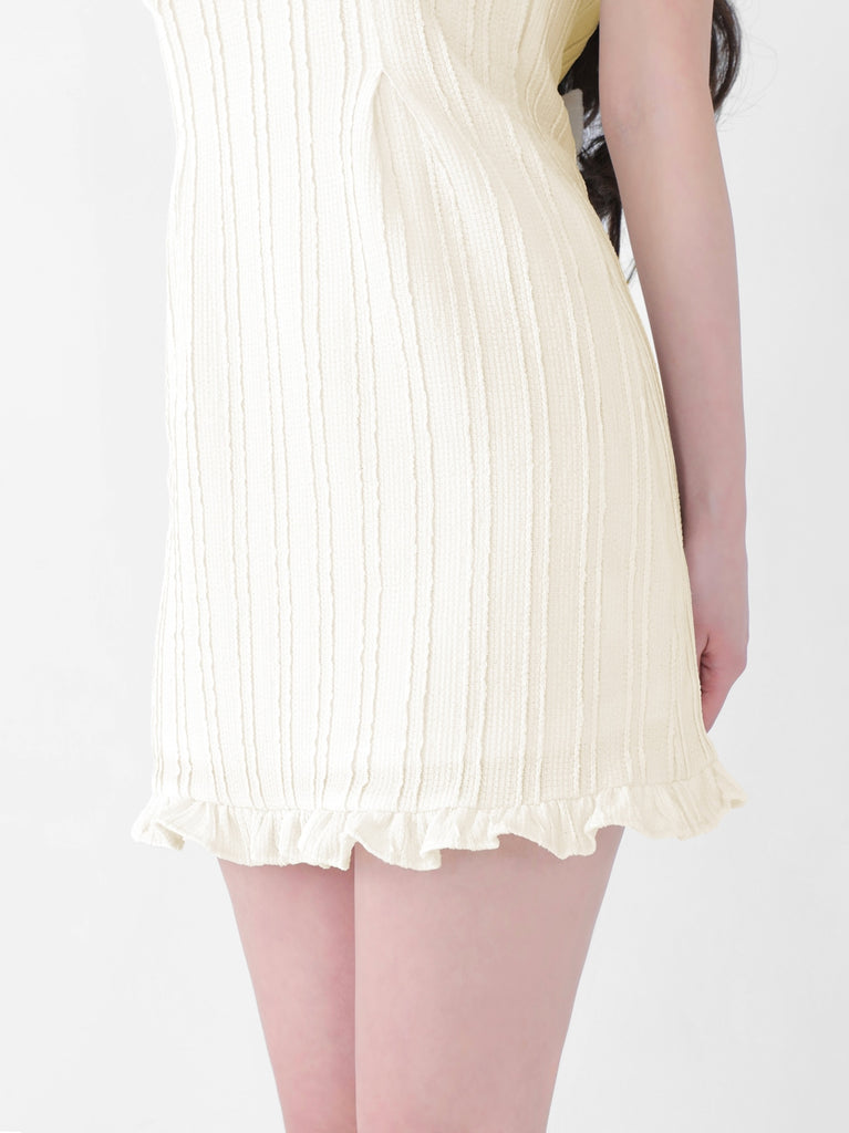 Back ribbon shirring mini onepiece(eme10705)