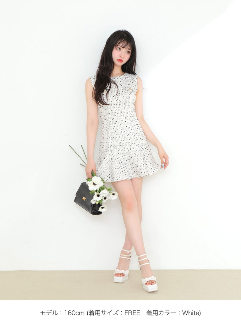 Check tweed mermaid mini onepiece(eme10545)