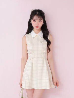Bijou collar ribbon mini onepiece(eme10518)