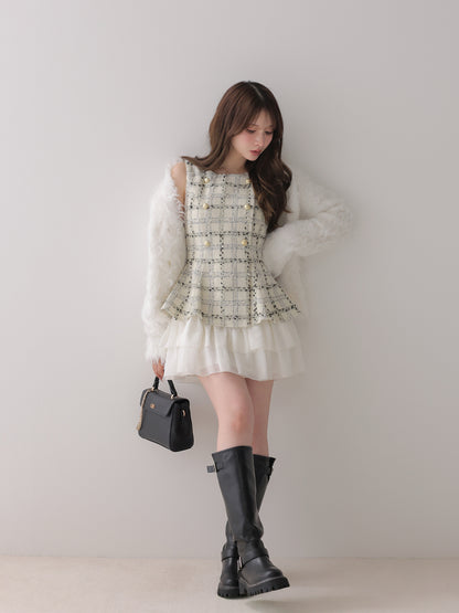 model：160cm　(size：F　color：White check)