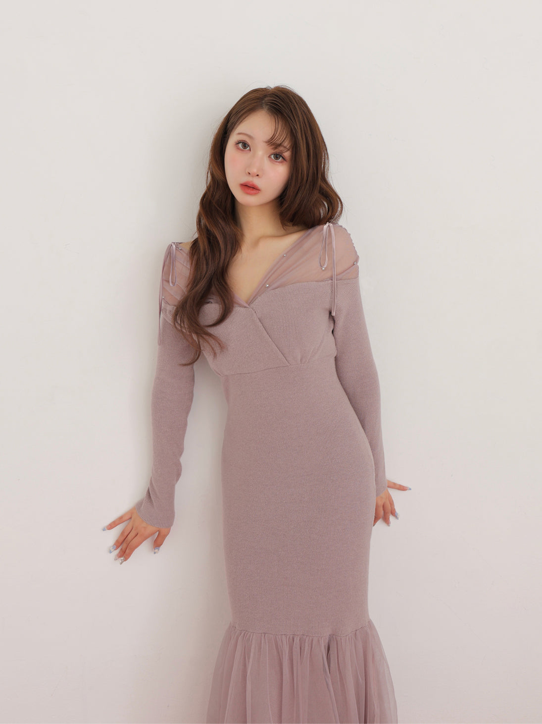 Sheer beaded mermaid onepiece(eme10558)