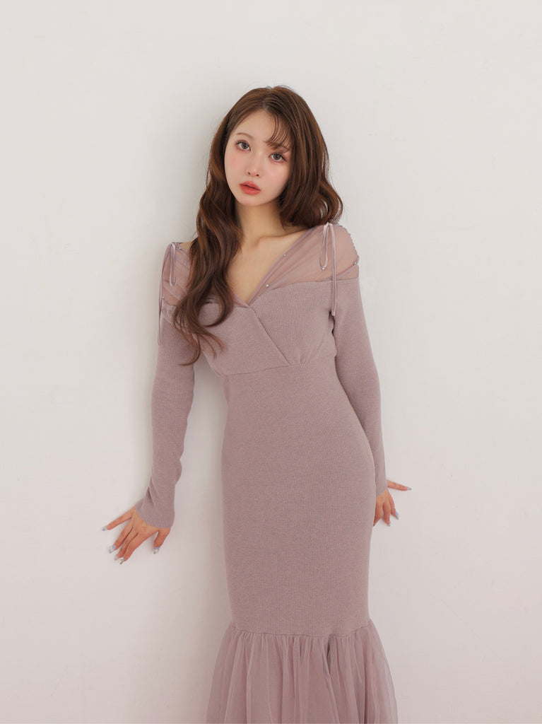 Sheer beaded mermaid onepiece(eme10558)