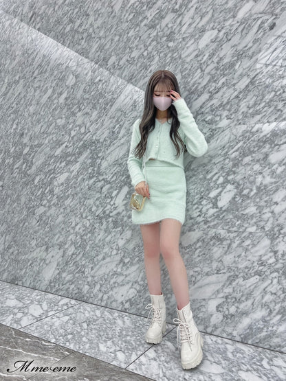 【SALE】Sequin shaggy knit skirt(eme10216)