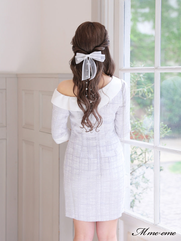 【SALE】 One shoulder tweed dress (eme10217)