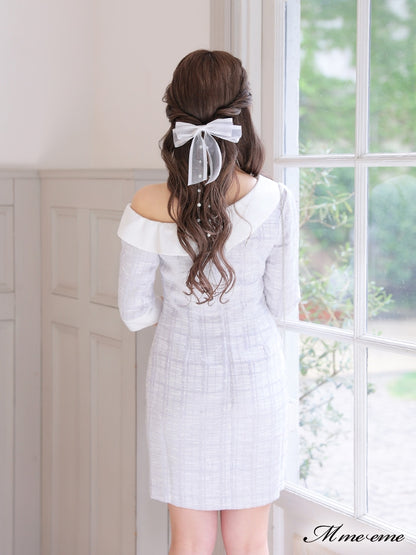 【SALE】 One shoulder tweed dress (eme10217)