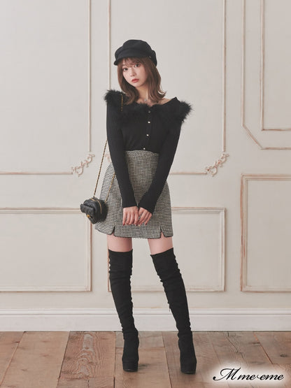 【SALE】Pearl heel knee high boots (eme10280)