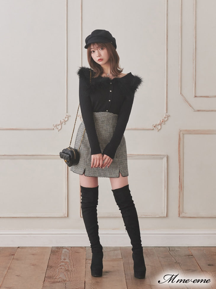 【SALE】Pearl heel knee high boots (eme10280)