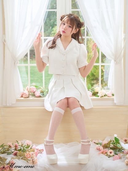 【SALE】Lace collar tweed jacket (eme10404)